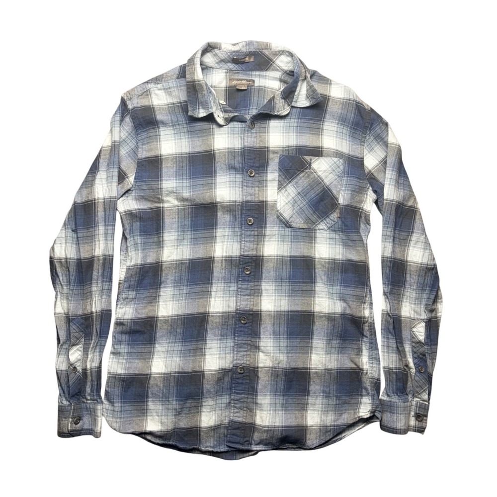 Eddie Bauer Shirt Mens M Blue Plaid Classic Fit Flannel Long Sleeve Button Down